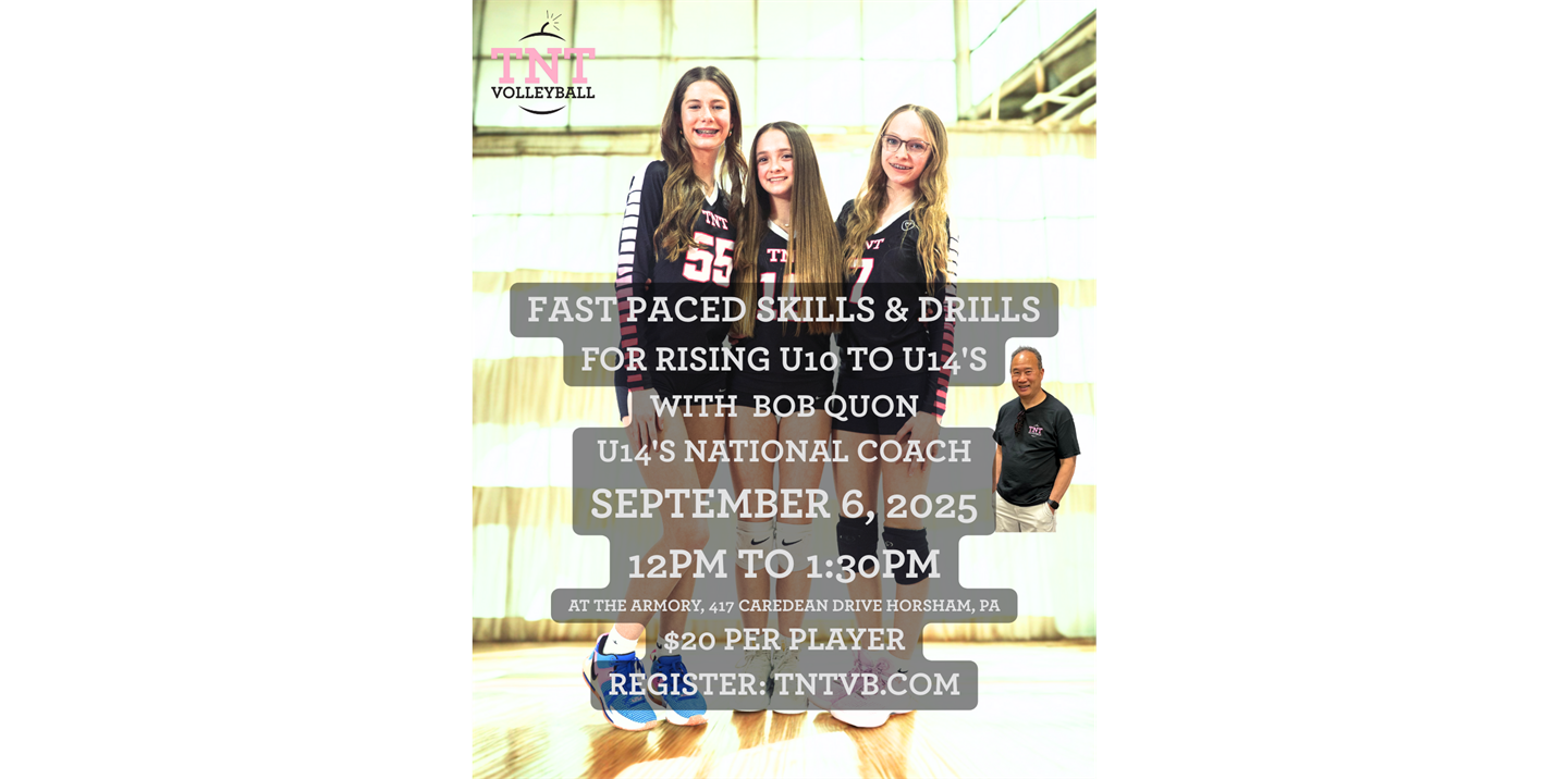 Fast paced skills and drills with Coach Bob Sept 6 - 12pm to 1:30pm